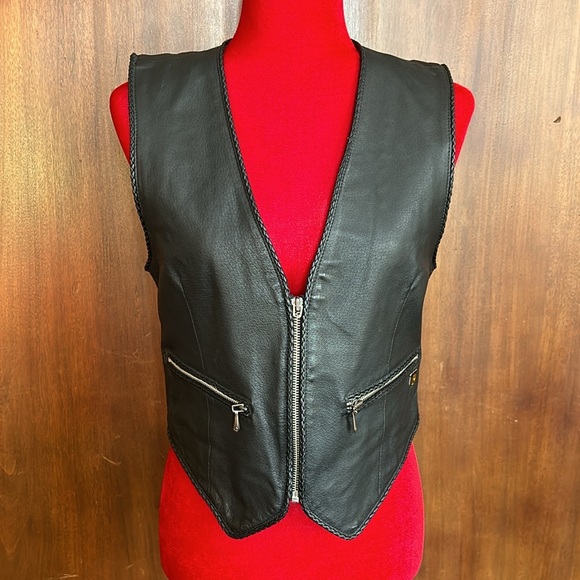Upcycled Harley Davidson Leather Vest S - Picture 8 of 8